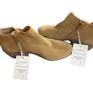 Lucky Brand Felisie Waterproof Honey Suede Fringe Ankle Boots size 5 M